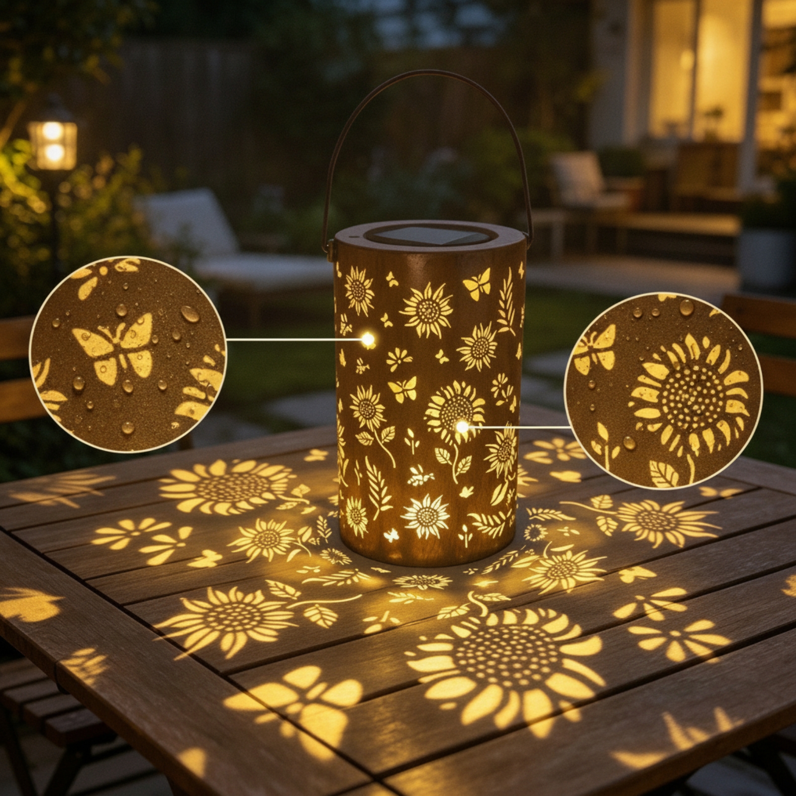 Solar Lantern Hanging - Hanging Lantern with Handle Decorative Solar