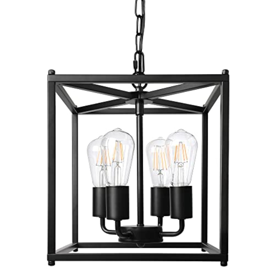 4-Light Black Farmhouse Chande - Solar Lantern Hanging incelemesi ve fiyatı