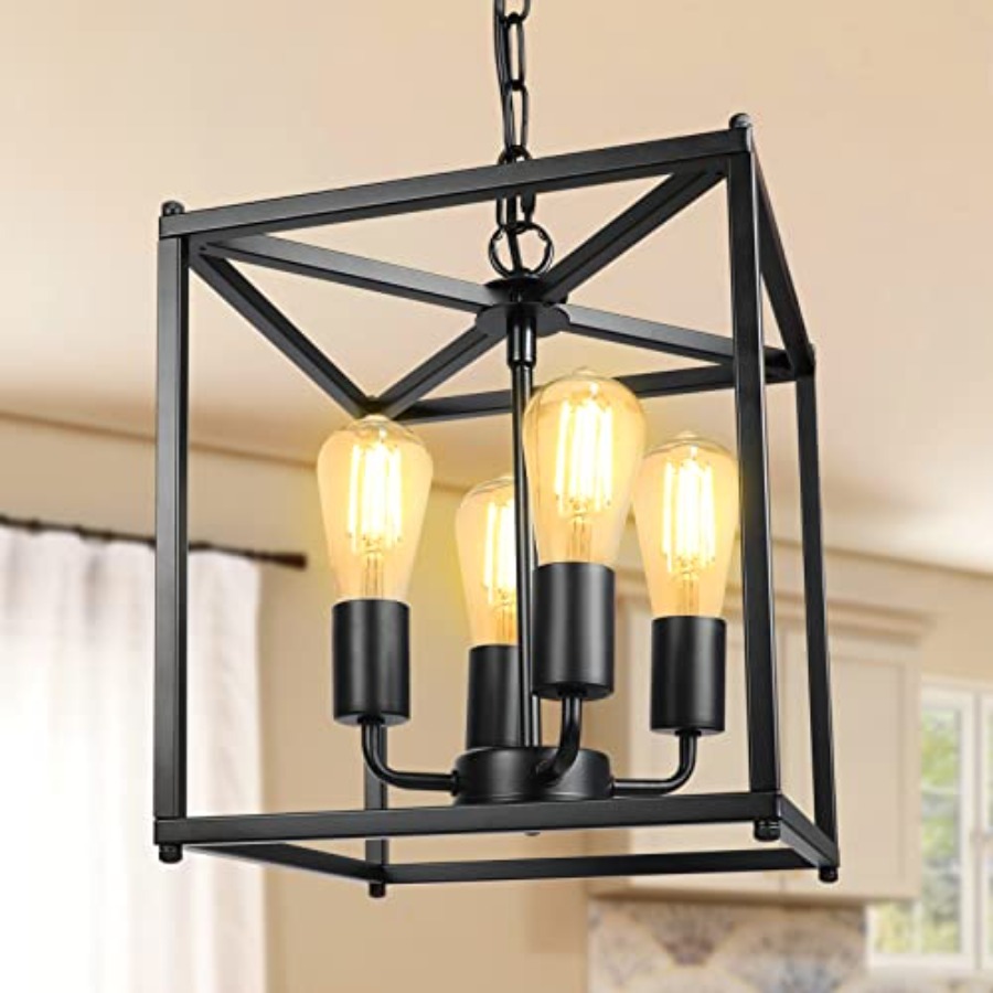 4-Light Black Farmhouse Chande - Solar Lantern Hanging incelemesi ve fiyatı