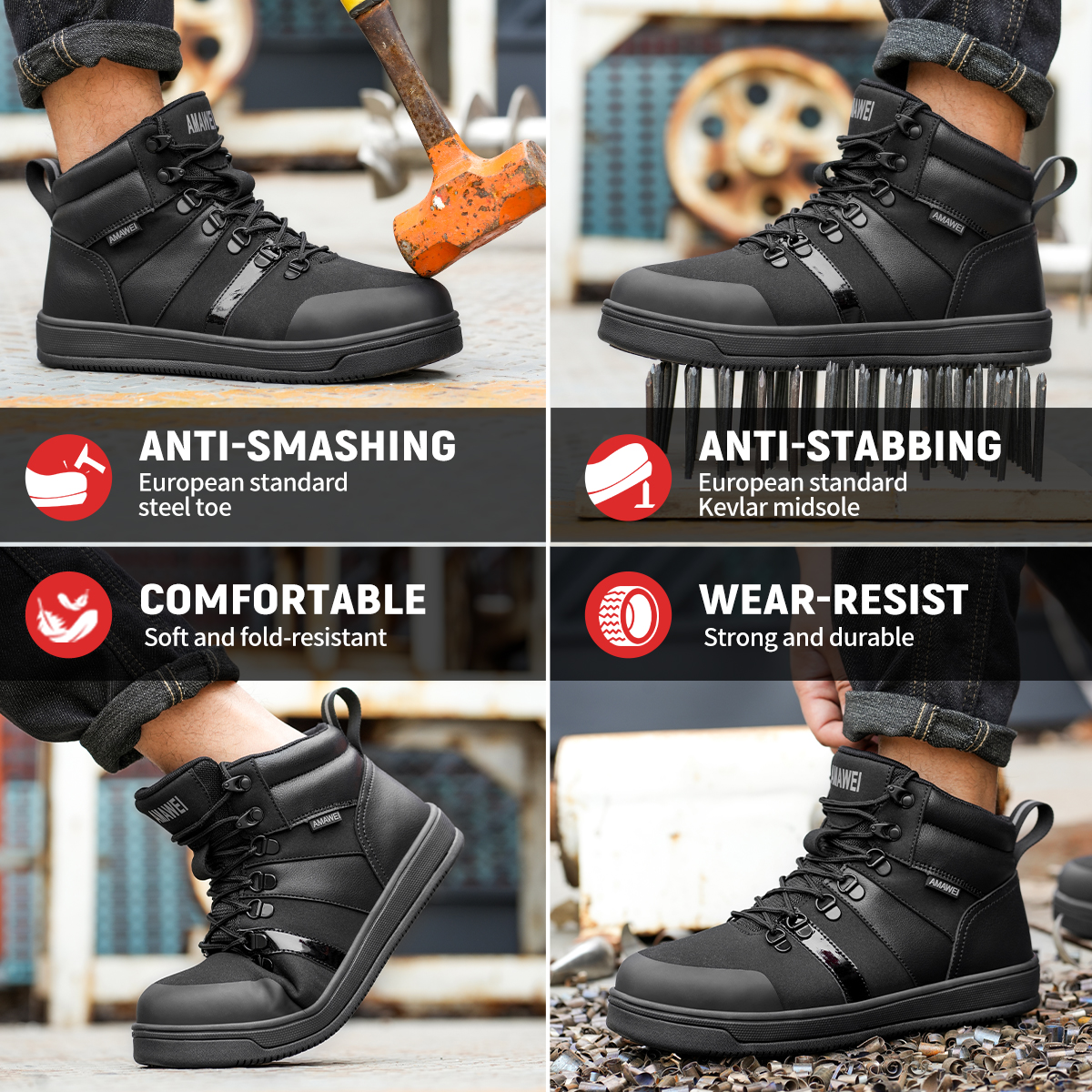 MenSteel Toe Safety Work Boots - Outdoor Lighting Round incelemesi ve fiyatı