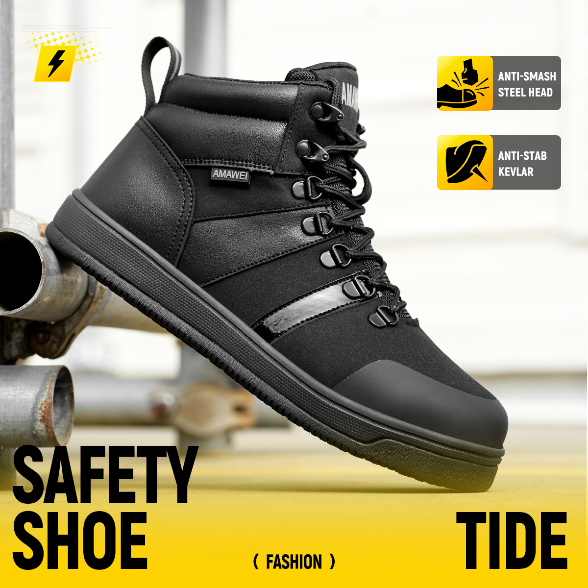 MenSteel Toe Safety Work Boots - Outdoor Lighting Round incelemesi ve fiyatı