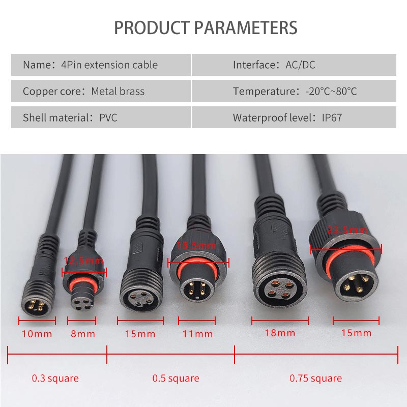 Male Famale Plug Cable 4Pin Wa - Outdoor Lighting Wire Connectors incelemesi ve fiyatı