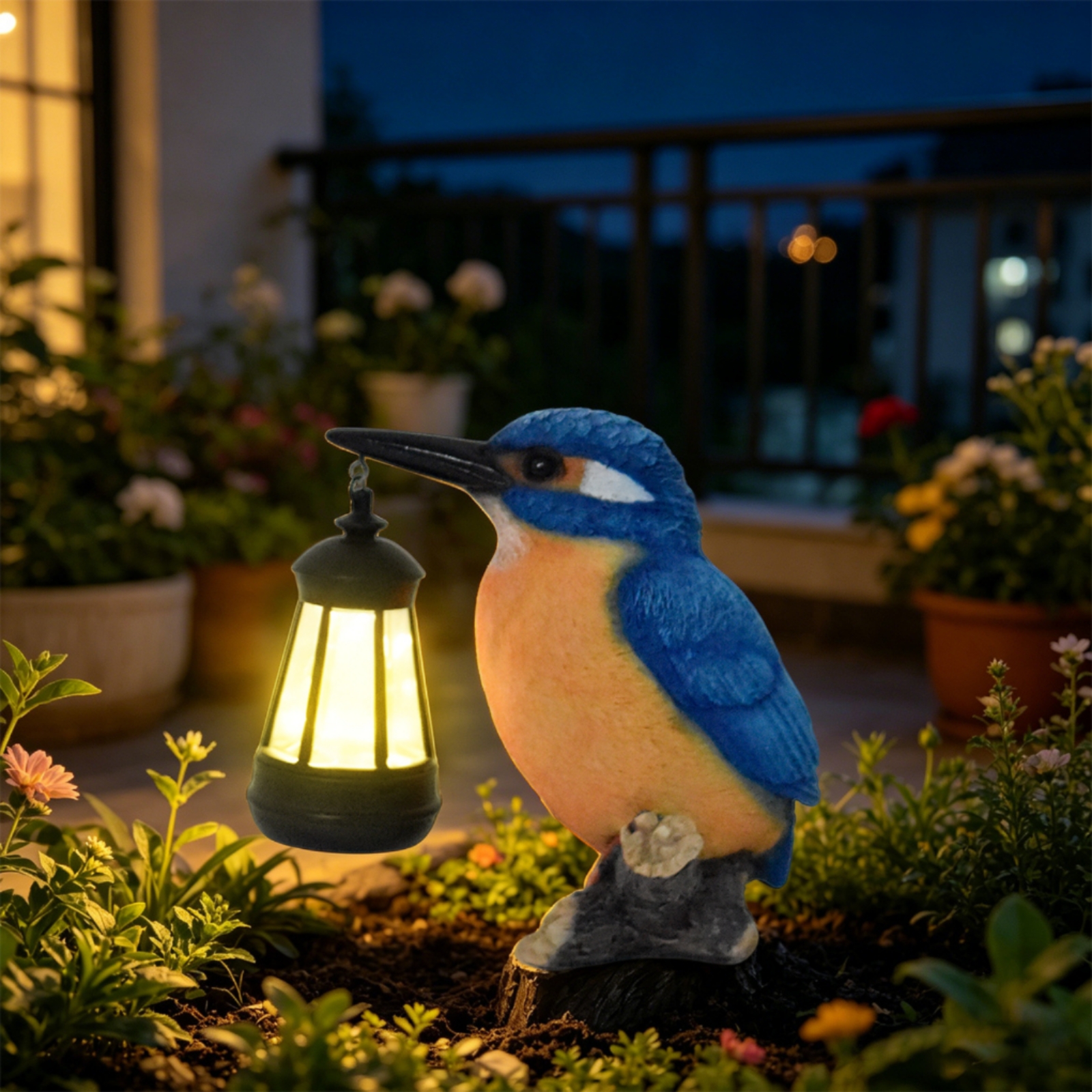 Solar Kingfisher Statue Resin  - Solar Lantern Hanging incelemesi ve fiyatı