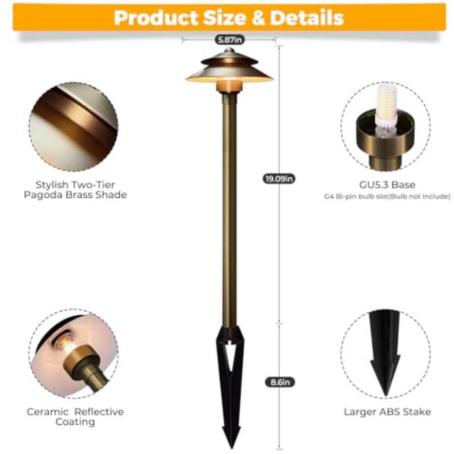 Solid Brass Low Voltage Landsc - Wired Pathway Light incelemesi ve fiyatı