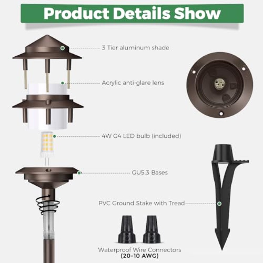 Pagoda Low Voltage Landscape P - Wired Pathway Light incelemesi ve fiyatı